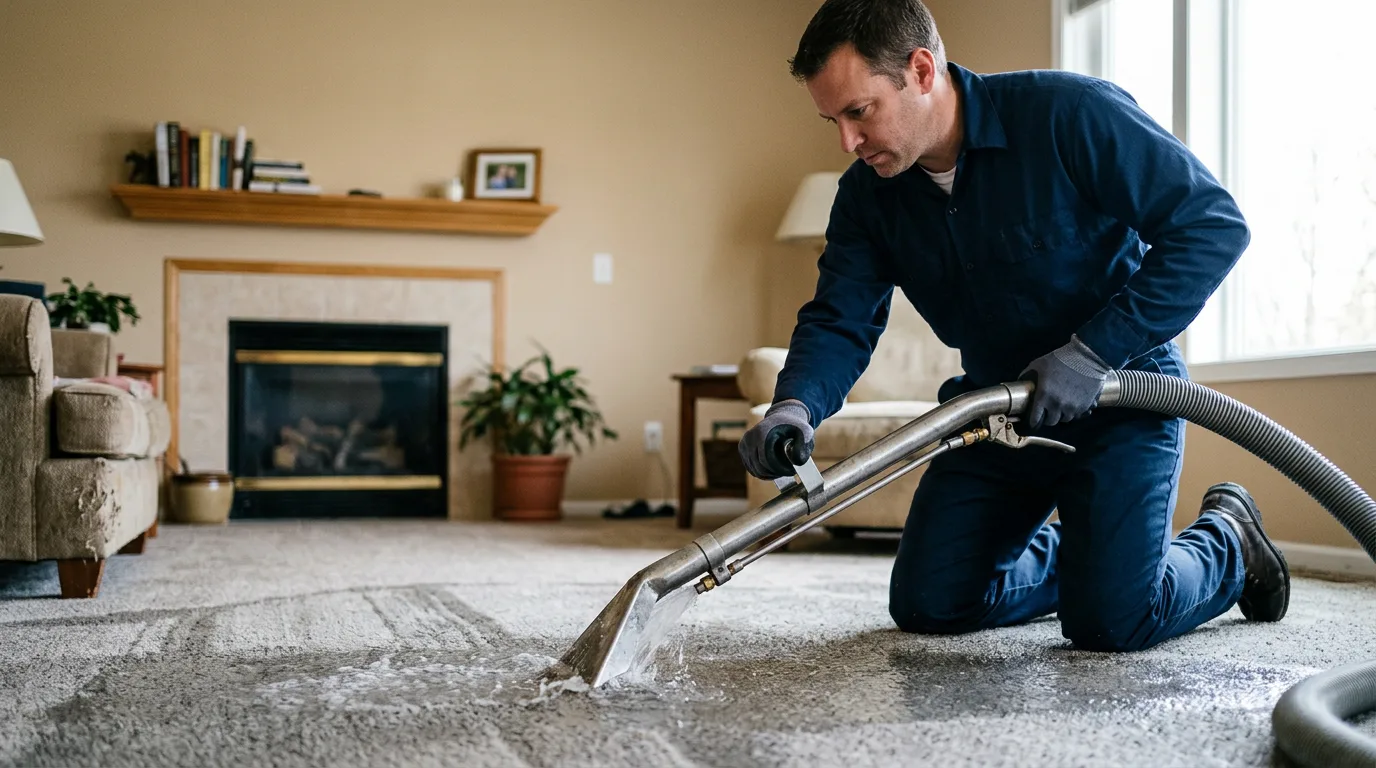 Water damage restoration technician working near Coupeville, WA